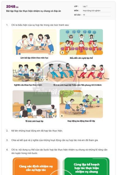 Bài tập Hợp tác thực hiện nhiệm vụ chung có đáp án