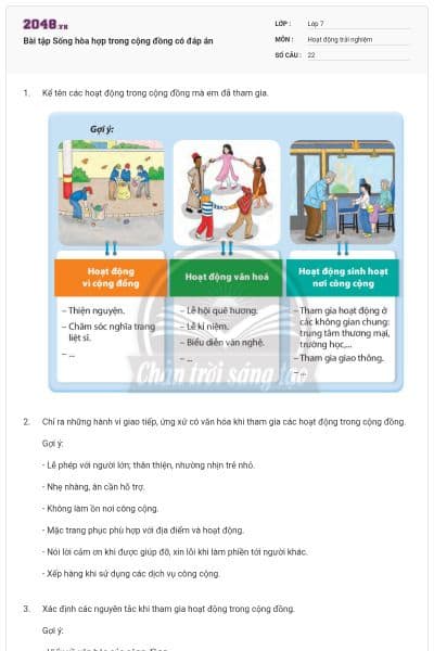 Bài tập Sống hòa hợp trong cộng đồng có đáp án