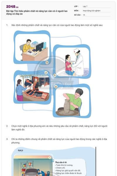 Bài tập Tìm hiểu phẩm chất và năng lực cần có ở người lao động có đáp án