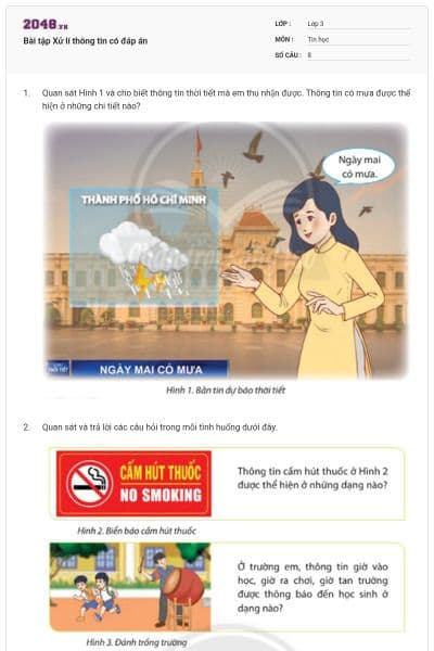 Bài tập Xử lí thông tin có đáp án