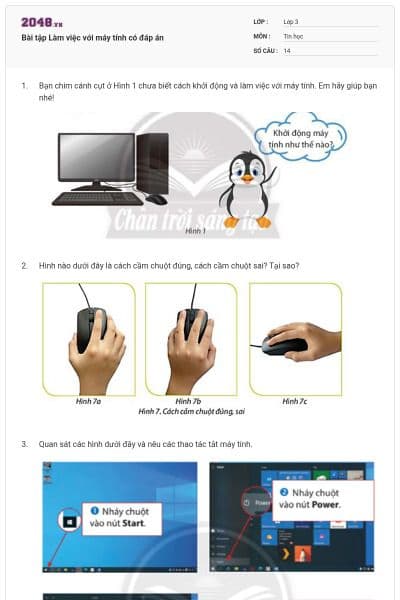 Bài tập Làm việc với máy tính có đáp án