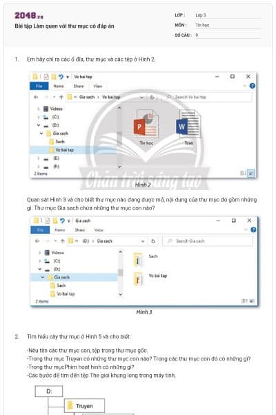 Bài tập Làm quen với thư mục có đáp án