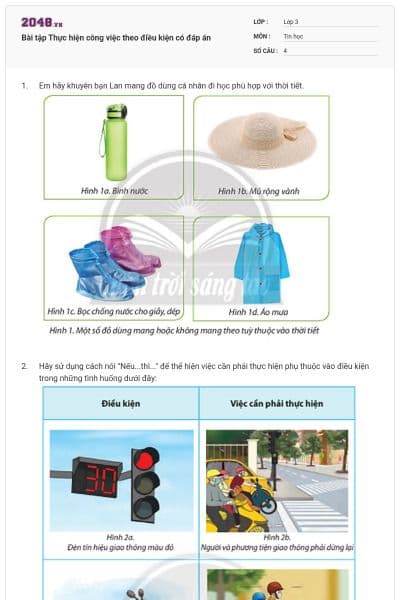 Bài tập Thực hiện công việc theo điều kiện có đáp án