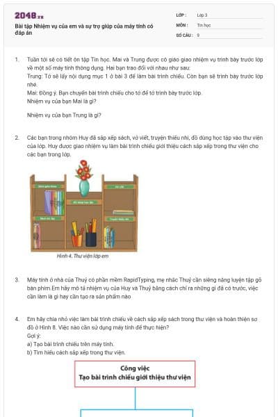 Bài tập Nhiệm vụ của em và sự trợ giúp của máy tính có đáp án