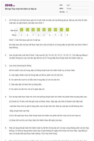 Bài tập Thực toán tìm kiếm có đáp án
