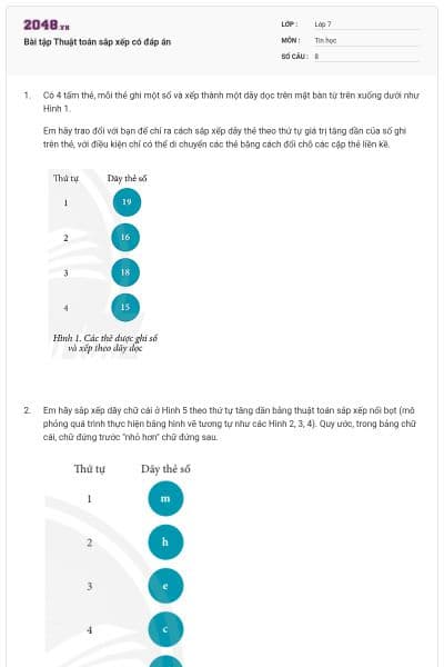 Bài tập Thuật toán sắp xếp có đáp án