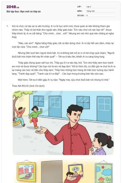 Bài tập Đọc: Bạn mới có đáp án