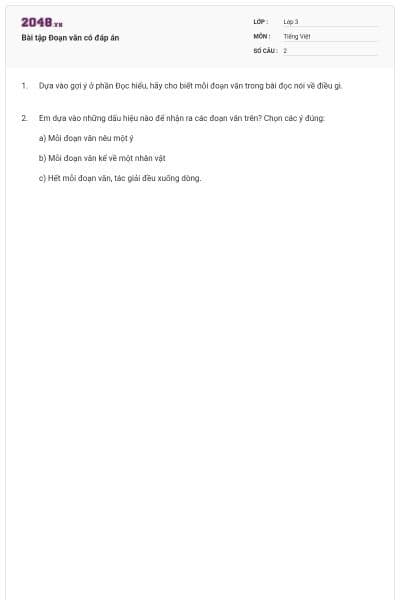 Bài tập Đoạn văn có đáp án