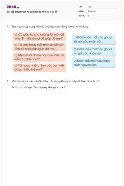 Bài tập Luyện tập về dấu ngoặc kép có đáp án