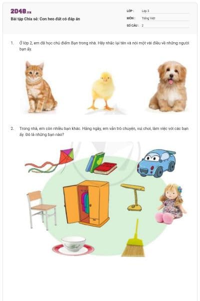 Bài tập Chia sẻ: Con heo đất có đáp án