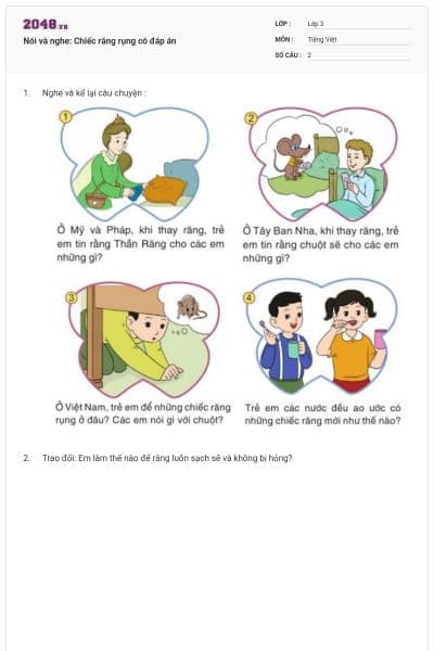 Nói và nghe: Chiếc răng rụng có đáp án