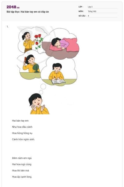 Bài tập Đọc: Hai bàn tay em có đáp án