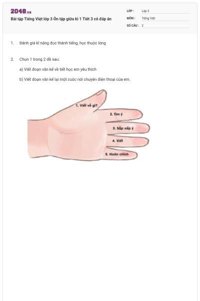 Bài tập Tiếng Việt lớp 3 Ôn tập giữa kì 1 Tiết 3 có đáp án