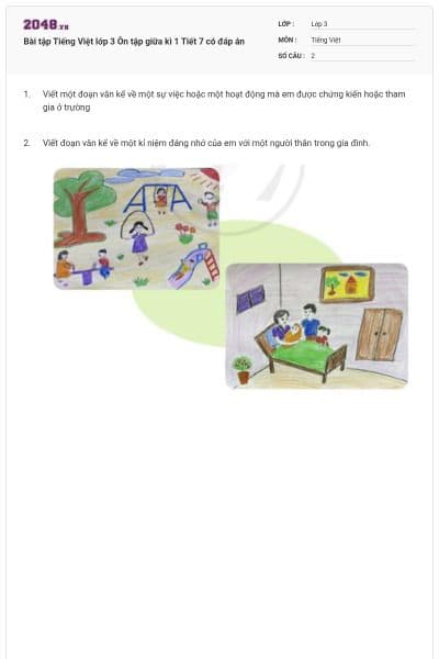 Bài tập Tiếng Việt lớp 3 Ôn tập giữa kì 1 Tiết 7 có đáp án