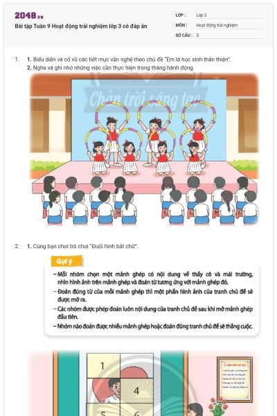 Bài tập Tuần 9 Hoạt động trải nghiệm lớp 3 có đáp án