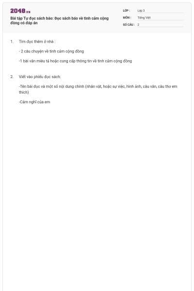 Bài tập Tự đọc sách báo: Đọc sách báo về tình cảm cộng đồng có đáp án