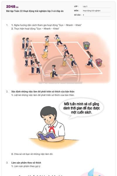 Bài tập Tuần 22 Hoạt động trải nghiệm lớp 3 có đáp án