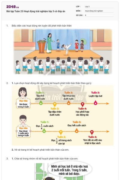 Bài tập Tuần 23 Hoạt động trải nghiệm lớp 3 có đáp án