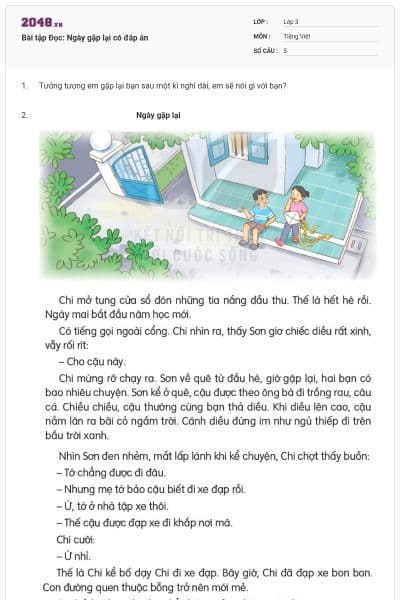 Bài tập Đọc: Ngày gặp lại có đáp án