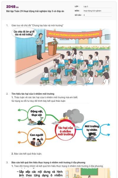 Bài tập Tuần 29 Hoạt động trải nghiệm lớp 3 có đáp án