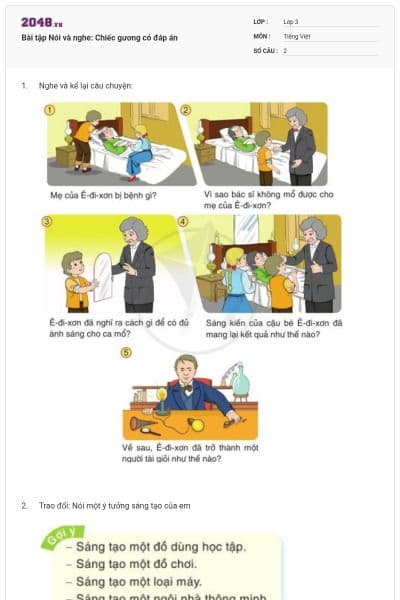 Bài tập Nói và nghe: Chiếc gương có đáp án