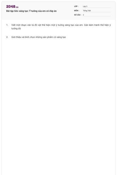 Bài tập Góc sáng tạo: Ý tưởng của em có đáp án