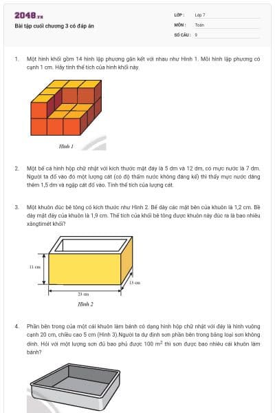 Bài tập cuối chương 3 có đáp án