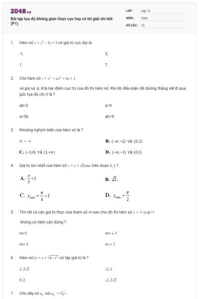 Bài tập tọa độ không gian Oxyz cực hay có lời giải chi tiết (P1)