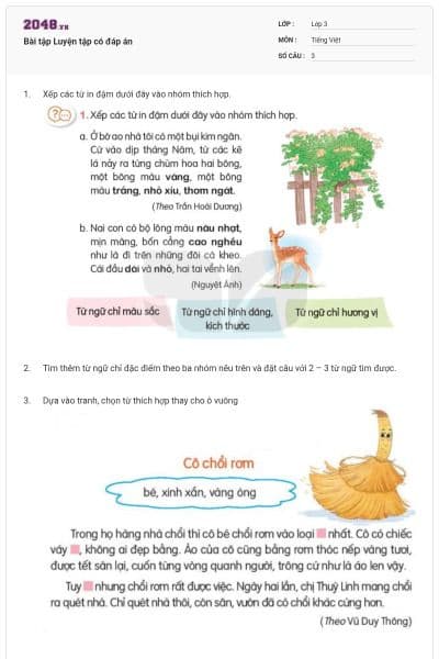 Bài tập Luyện tập có đáp án