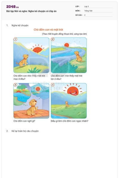 Bài tập Nói và nghe: Nghe kể chuyện có đáp án