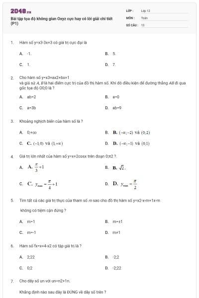 Bài tập tọa độ không gian Oxyz cực hay có lời giải chi tiết (P1)