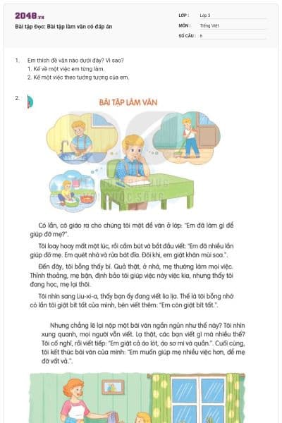Bài tập Đọc: Bài tập làm văn có đáp án