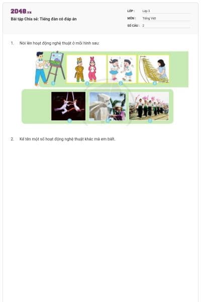 Bài tập Chia sẻ: Tiếng đàn có đáp án