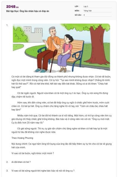 Bài tập Đọc: Ông lão nhân hậu có đáp án