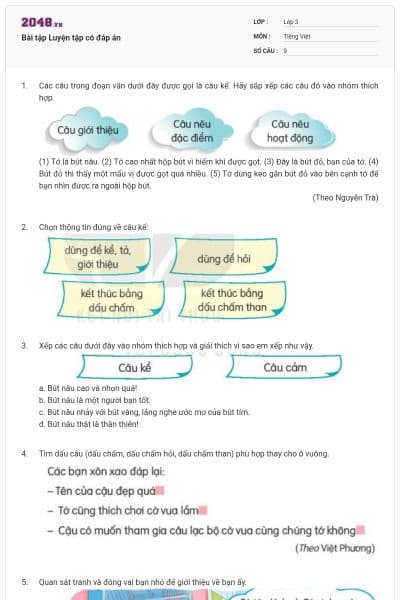 Bài tập Luyện tập có đáp án