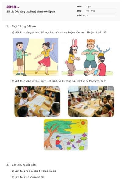 Bài tập Góc sáng tạo: Nghệ sĩ nhỏ có đáp án