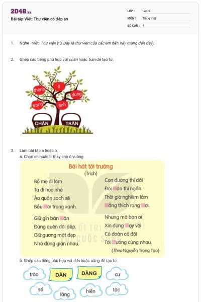 Bài tập Viết: Thư viện có đáp án