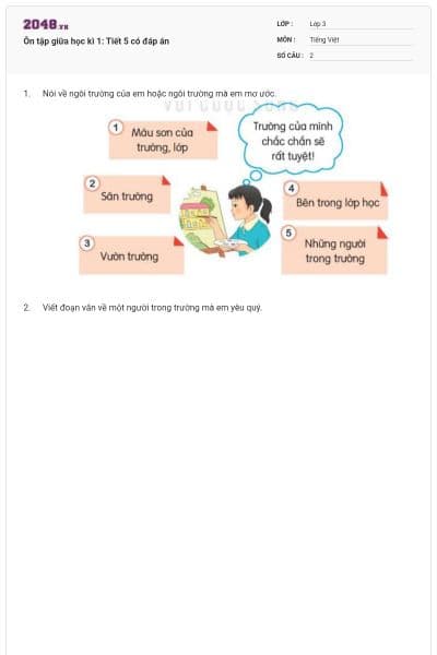 Ôn tập giữa học kì 1: Tiết 5 có đáp án