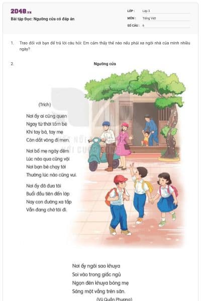 Bài tập Đọc: Ngưỡng cửa có đáp án