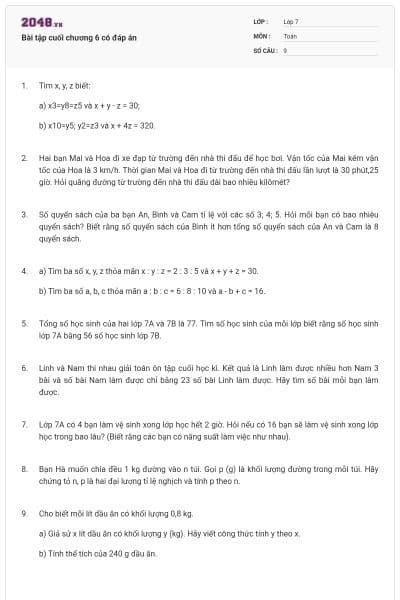 Bài tập cuối chương 6 có đáp án