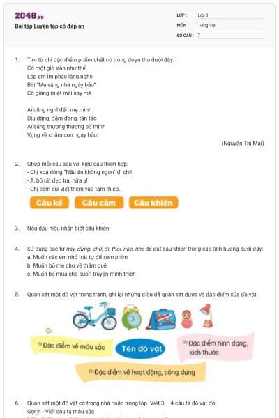 Bài tập Luyện tập có đáp án