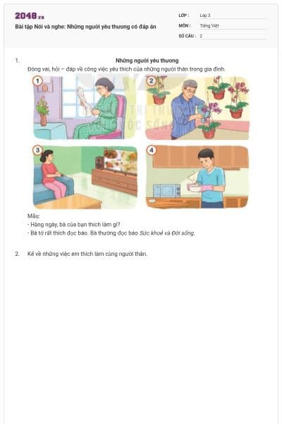 Bài tập Nói và nghe: Những người yêu thương có đáp án