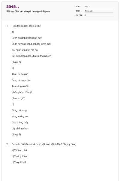 Bài tập Chia sẻ: Vẽ quê hương có đáp án