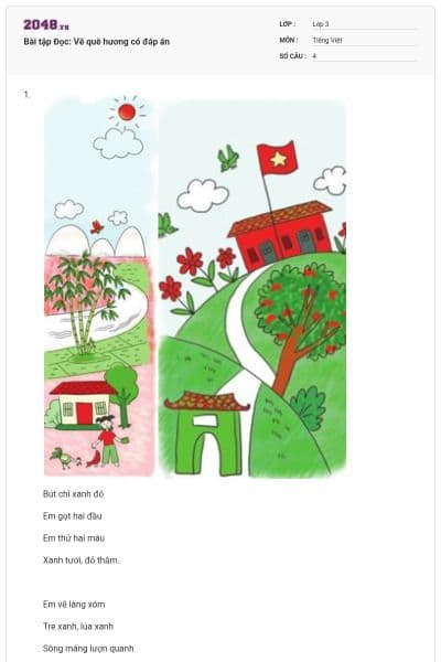 Bài tập Đọc: Vẽ quê hương có đáp án