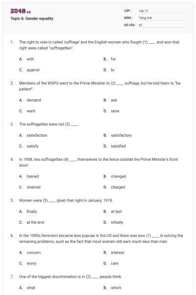 Topic 6: Gender equality