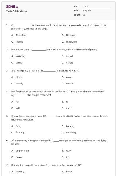 Topic 7: Life stories