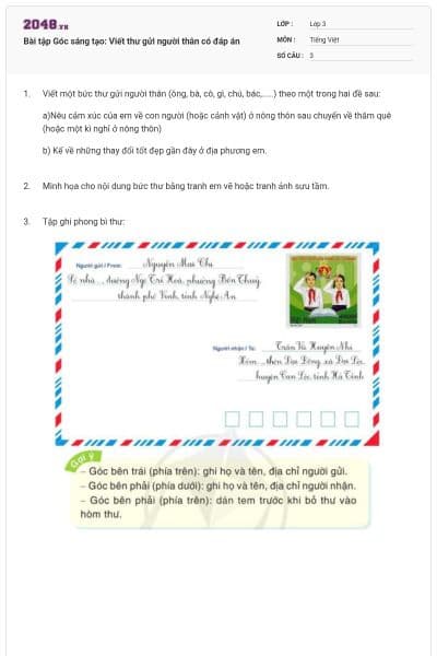 Bài tập Góc sáng tạo: Viết thư gửi người thân có đáp án
