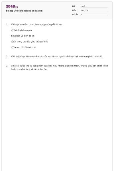 Bài tập Góc sáng tạo: Đô thị của em