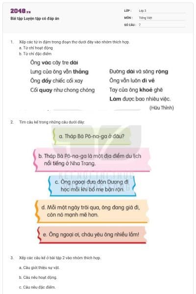 Bài tập Luyện tập có đáp án