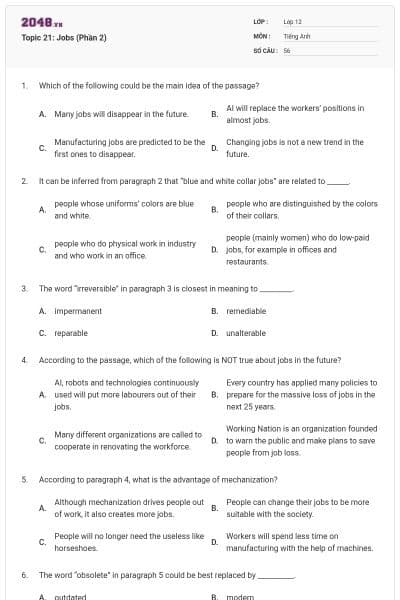 Topic 21: Jobs (Phần 2)